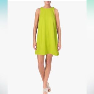 LAUREN RALPH LAUREN Pocket Crepe A-line Acid Green Sleeveless Dress 8